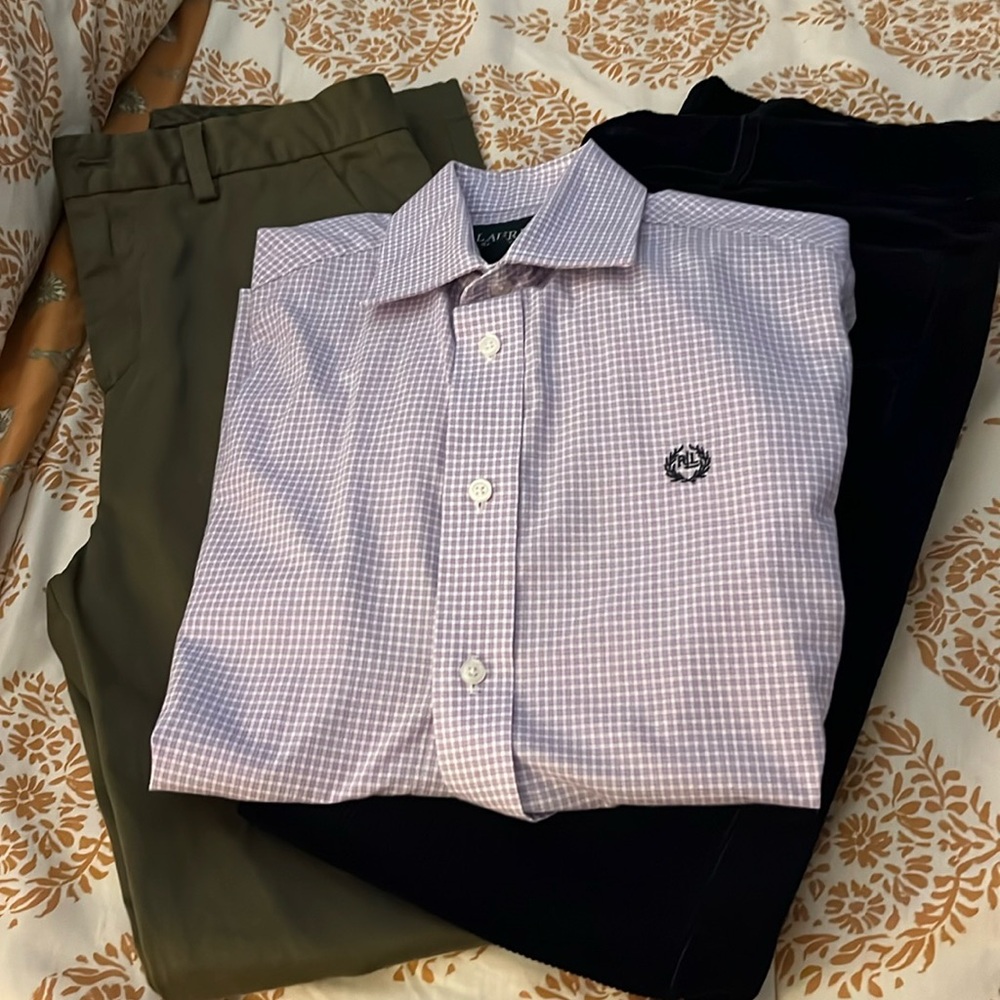 Boys bundle, 2 pants and 1 dress shirt
